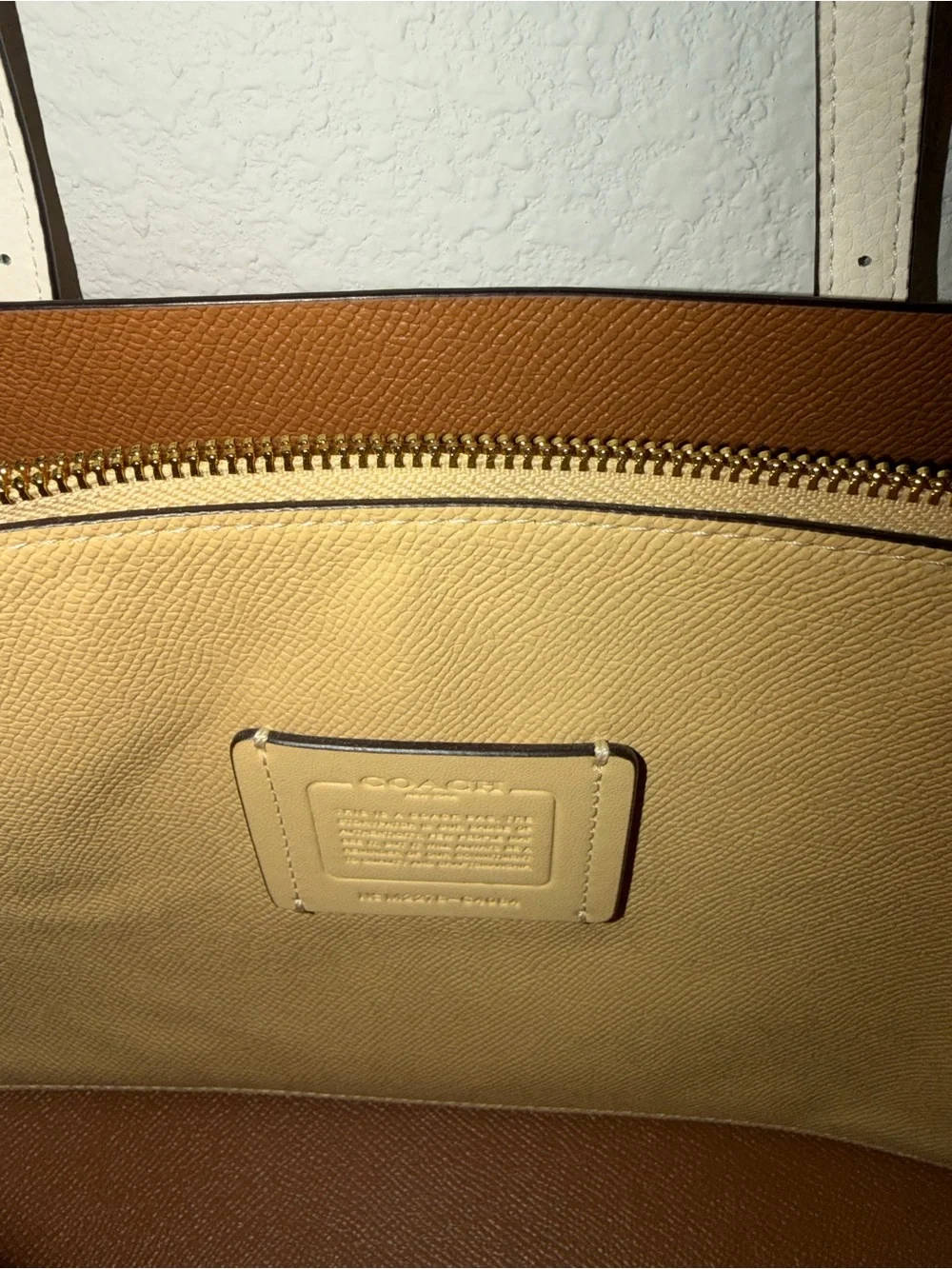 Coach Off White Pebbled Leather Satchel with Gold Hardware